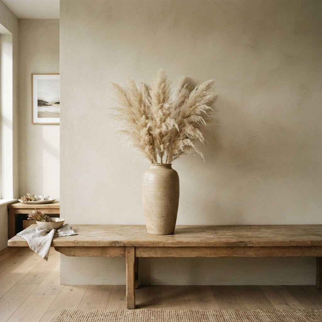 Soft dried pampas grass against a neutral background